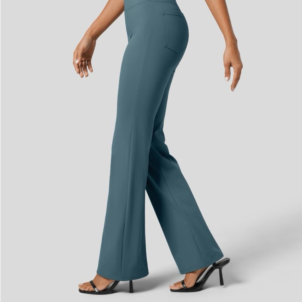HALARA Work Pants:  Flex High Waist, Back Pockets, Slight Flare